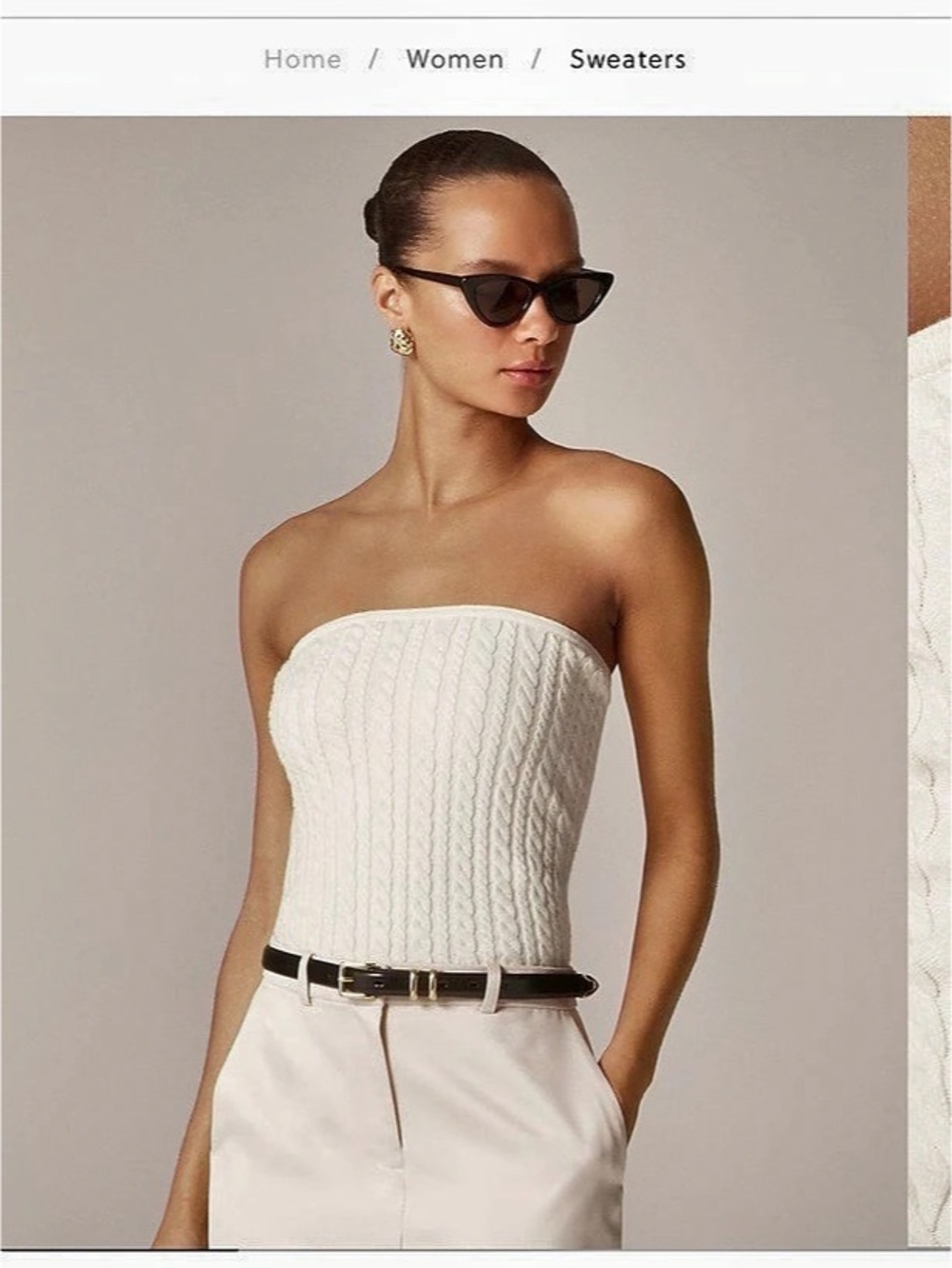 J.Crew Cable-knit tube top in merino wool in White - Picture 5 of 5